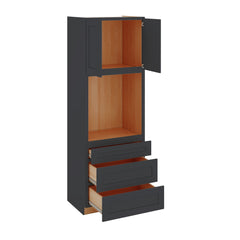 Modernform Cabinet Onyx Black Shaker 33" W X 96" H X 24" D Oven Cabinet With 3 Drawers