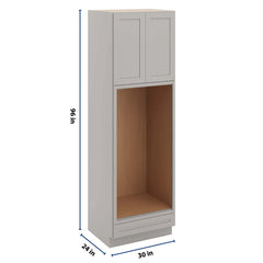 CNC Luxor Misty Grey 30" W X 96" H Double Oven Cabinet