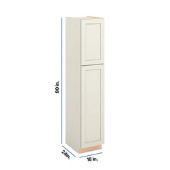 Modernform Cabinet Slim Dove White 18" W X 90" H X 24" D Tall Pantry Cabinet