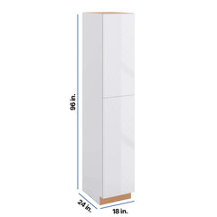 Modernform Cabinet Gloss White 18" W X 96" H X 24" D Single Door Tall Pantry Cabinet
