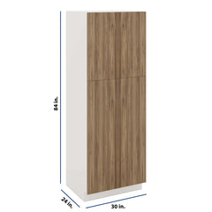 Modernform Cabinet Walnut 30" W X 84" H X 24" D Double Door Tall Pantry Cabinet