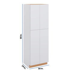 Modernform Cabinet Matte White 30" W X 90" H X 24" D Double Door Tall Pantry Cabinet