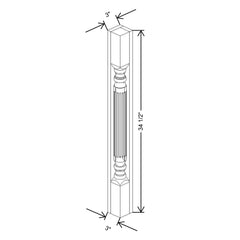 CNC Concord Fashion Ocean 3" W X 34 1/2" H Corner Post Fluted