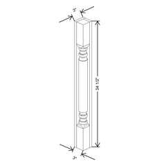 CNC Concord Elegant Ocean 3" W X 34 1/2" H Corner Post Plain