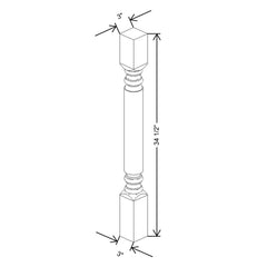 CNC Concord Park Ave Ocean 3" W X 34 1/2" H Post Plain