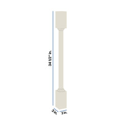Modernform Cabinet Slim Dove White 3" W X 34 1/2" H X 3" D Turn Post