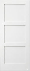 18 in x 80 in White Shaker 3-Panel Solid Core Primed MDF Interior Door Slab