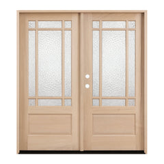 Prairie 6/0x6/8 Mahogany Prehung Front Double Door With 9 Marginal Lites