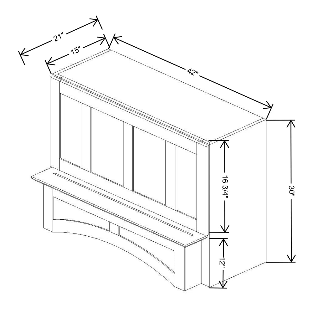 Fabuwood Allure Luna Kona 42" W X 30" H X 21" D Arched Hood With Full Interior Stainless Steel Hood Liner