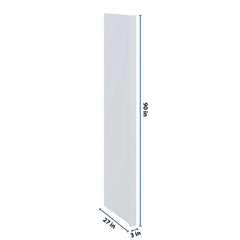 J&K White Shaker S8 Refrigerator Panel w/Return Filler 3" W x 90" H x 27" D