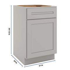 CNC Luxor 5-Piece Misty Grey 21" W 1 Drawer Front 1 Door Sink Base