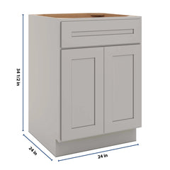 CNC Luxor 5-Piece Misty Grey 24" W 1 Drawer Front Double Door Sink Base Cabinet