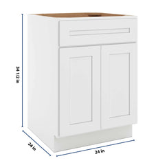 CNC Luxor 5-Piece White 24" W 1 Drawer Front Double Door Sink Base Cabinet
