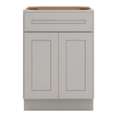 CNC Luxor 5-Piece Misty Grey 24" W 1 Drawer Front Double Door Sink Base Cabinet
