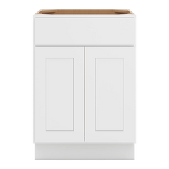 CNC Luxor White 24" W 1 Drawer Front Double Door Sink Base Cabinet