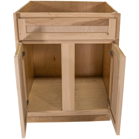 27 in. Sink Base Kitchen Cabinet in Unfinished Poplar | Shaker Style