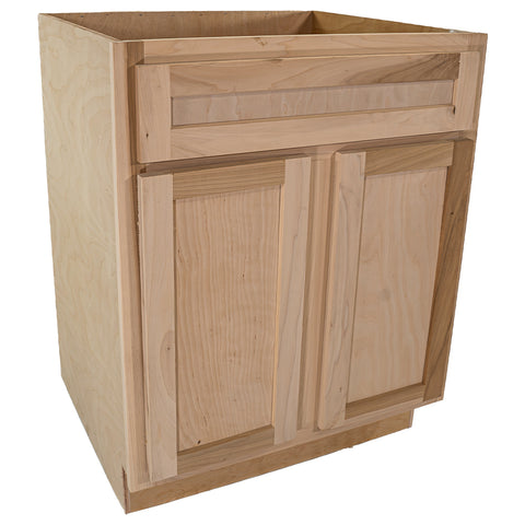 27 in. Sink Base Kitchen Cabinet in Unfinished Poplar | Shaker Style