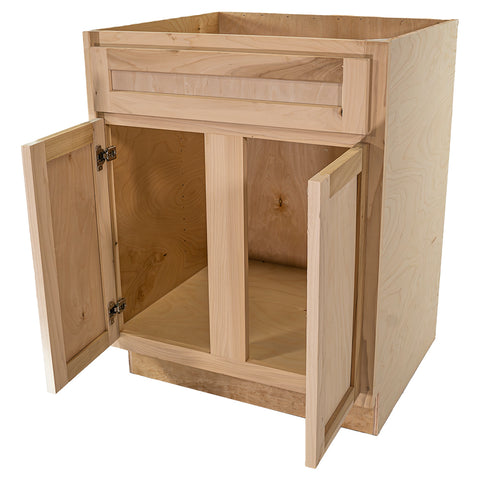 27 in. Sink Base Kitchen Cabinet in Unfinished Poplar | Shaker Style