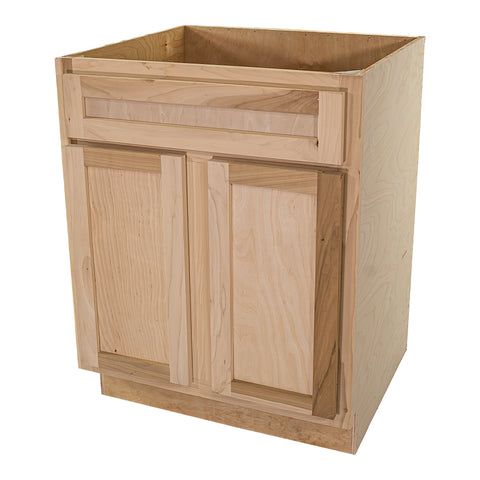 27 in. Sink Base Kitchen Cabinet in Unfinished Poplar | Shaker Style