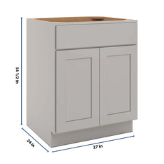 CNC Luxor Misty Grey 27" W 1 Drawer Front Double Door Sink Base Cabinet