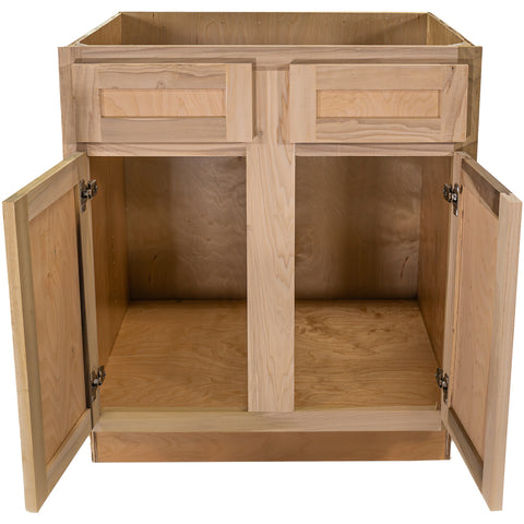 Kitchen Sink Base Cabinet | Unfinished Poplar | Shaker Style | 30"