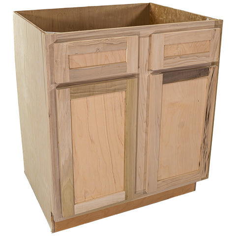 Kitchen Sink Base Cabinet | Unfinished Poplar | Shaker Style | 30"