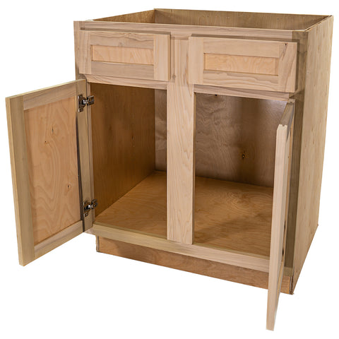 Kitchen Sink Base Cabinet | Unfinished Poplar | Shaker Style | 30"