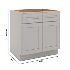 CNC Luxor 5-Piece Misty Grey 30" W Double Door Removable Sink Base Cabinet