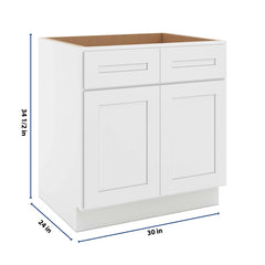 CNC Luxor 5-Piece White 30" W Double Door Removable Sink Base Cabinet