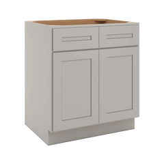CNC Luxor 5-Piece Misty Grey 30" W 2 Drawer Front Double Door Sink Base Cabinet
