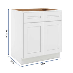 CNC Luxor 5-Piece White 30" W 2 Drawer Front Double Door Sink Base Cabinet