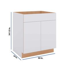 Modernform Cabinet Matte White 30" W X 34 1/2" H X 24" D Double Door Sink Base Cabinet
