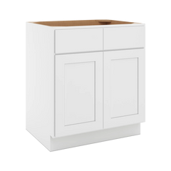 CNC Luxor White 30" W 2 Drawer Front Double Door Sink Base Cabinet