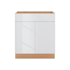 Modernform Cabinet Gloss White 30" W X 34 1/2" H X 24" D Double Door Sink Base Cabinet