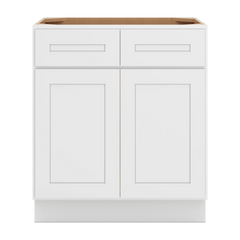 CNC Luxor 5-Piece White 30" W 2 Drawer Front Double Door Sink Base Cabinet