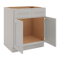 CNC Luxor 5-Piece Misty Grey 30" W 2 Drawer Front Double Door Sink Base Cabinet