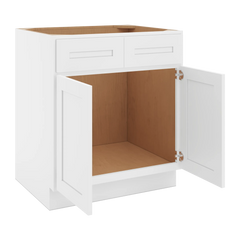 CNC Luxor 5-Piece White 30" W 2 Drawer Front Double Door Sink Base Cabinet