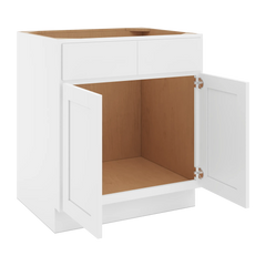 CNC Luxor White 30" W 2 Drawer Front Double Door Sink Base Cabinet