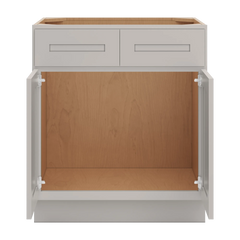 CNC Luxor 5-Piece Misty Grey 30" W 2 Drawer Front Double Door Sink Base Cabinet