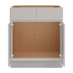 CNC Luxor Misty Grey 30" W 2 Drawer Front Double Door Sink Base Cabinet