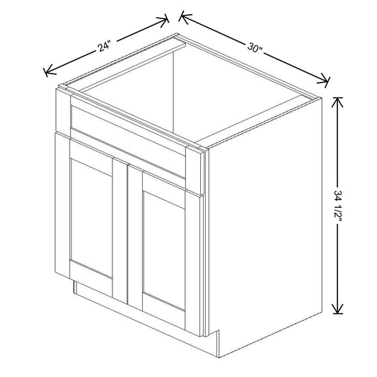 Fabuwood Value Premium Hallmark Frost 30" W X 34 1/2" H X 24" D Double Door Sink Base Cabinet