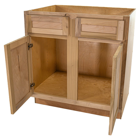 Kitchen Sink Base Cabinet | Unfinished Poplar | Shaker Style | 33 in