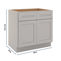 CNC Luxor 5-Piece Misty Grey 33" W Double Door Removable Sink Base Cabinet