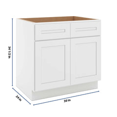 CNC Luxor 5-Piece White 33" W Double Door Removable Sink Base Cabinet