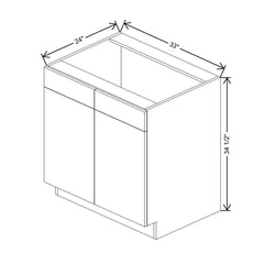 CNC Concord Fashion White 33" W 2 Drawer Front Double Door Sink Base Cabinet