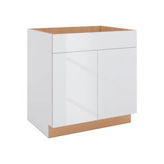 Modernform Cabinet Gloss White 33" W X 34 1/2" H X 24" D Double Door Sink Base Cabinet