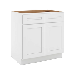 CNC Luxor 5-Piece White 33" W 2 Drawer Front Double Door Sink Base Cabinet