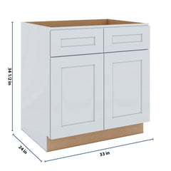 J&K White Shaker S8 Sink Base - 33" W