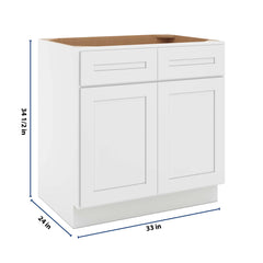 CNC Luxor 5-Piece White 33" W 2 Drawer Front Double Door Sink Base Cabinet