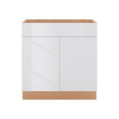 Modernform Cabinet Gloss White 33" W X 34 1/2" H X 24" D Double Door Sink Base Cabinet